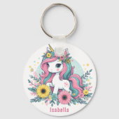 Schattigee Floral Fantasy Eenhoorn Meisje Enchante Sleutelhanger (Voorkant)