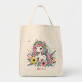 Schattigee Floral Fantasy Eenhoorn Meisje Enchante Tote Bag (Voorkant)