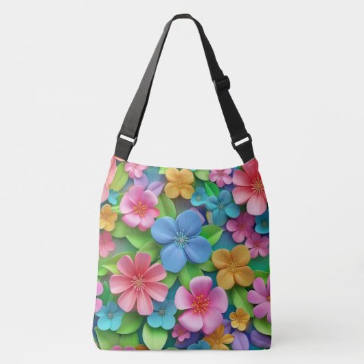 Schattigee Floral Fantasy & Rainbow Whimsy Dual-De Crossbody Tas (Voorkant)