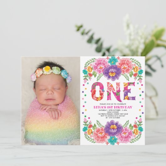 Schattigee Floral Fiesta Nacho Gemiddelde 1e verja Kaart (Staand voorkant)