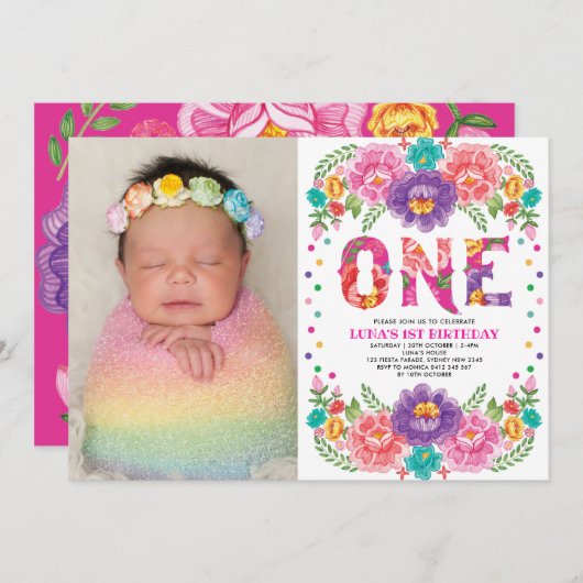 Schattigee Floral Fiesta Nacho Gemiddelde 1e verja Kaart (Voorkant / Achterkant)