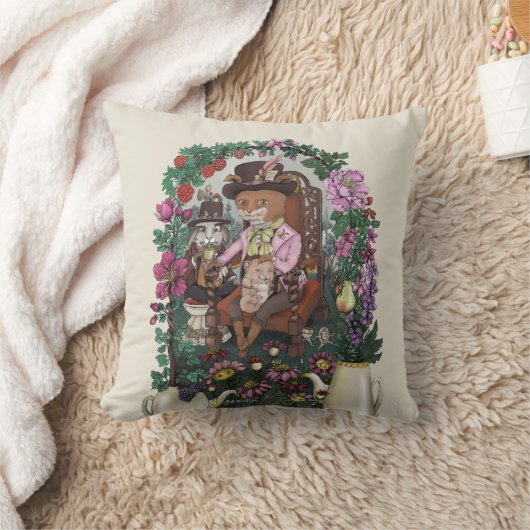 Schattigee Floral Fox Mad Hatter Alice in Wonderla Kussen (Deken)