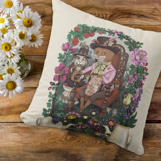 Schattigee Floral Fox Mad Hatter Alice in Wonderla Kussen