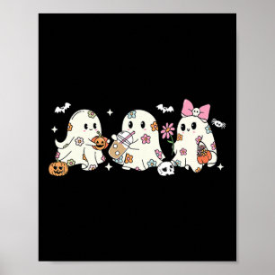 Schattigee Floral Ghost Drink Koffie Halloween Gho Poster
