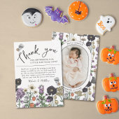 Schattigee Floral Ghost Halloween Baby shower Dank Bedankkaart