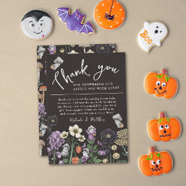 Schattigee Floral Ghost Halloween Baby shower Dank Bedankkaart