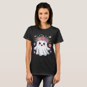 Schattigee Floral Ghost Kawaii Halloween Ghost T-shirt (Voorkant volledig)