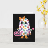 Schattigee Floral Ghost Trick or treat Funny Hallo Kaart (Gele Bloem)