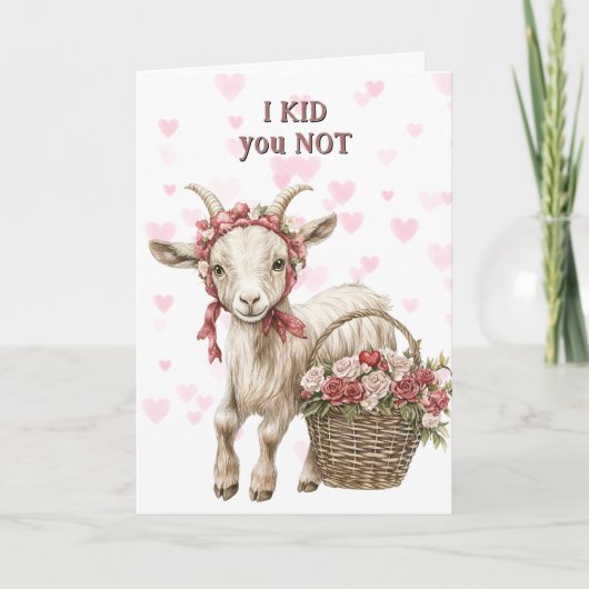 Schattigee Floral Goat Kind Valentijn Feestdagen Kaart (Voorkant)