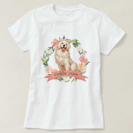Schattigee Floral Golden Retriever Moeder T-shirt (Design voorkant)