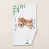 Schattigee Floral Golden Retriever Puppy Bad Handdoek (Handdoek)