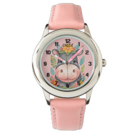 Schattigee Floral Hippopotamus Kinder Horloge