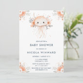 Schattigee Floral Jellyfish Baby shower Kaart (Staand voorkant)