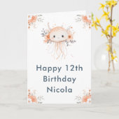 Schattigee Floral Jellyfish Verjaardagsfeest Kaart (Gele Bloem)