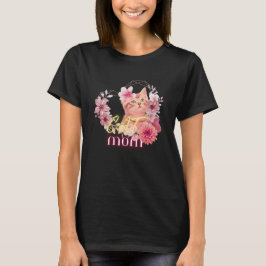 Schattigee Floral Kitten Graphic T-shirt voor Vrou