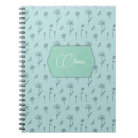 Schattigee Floral Mint Kleur Notitieboek (Voorkant)