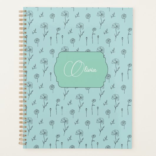 Schattigee Floral Mint Kleur Planner (Voorkant)