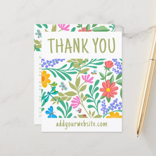 Schattigee Floral Natuur Bedankt voor uw aankoop (Voorkant / Achterkant in situ)