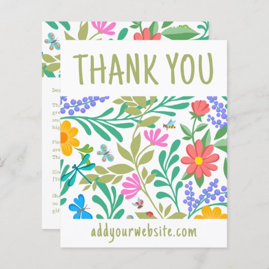 Schattigee Floral Natuur Bedankt voor uw aankoop (Voorkant / Achterkant)