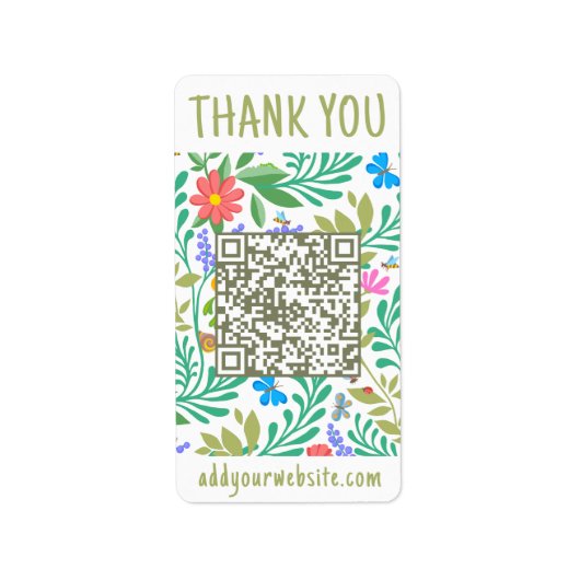 Schattigee Floral Natuur Bedankt voor uw aankoop Etiket (Voorkant)