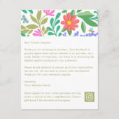 Schattigee Floral Natuur Bedankt voor uw aankoop Informatiekaartje (Achterkant)