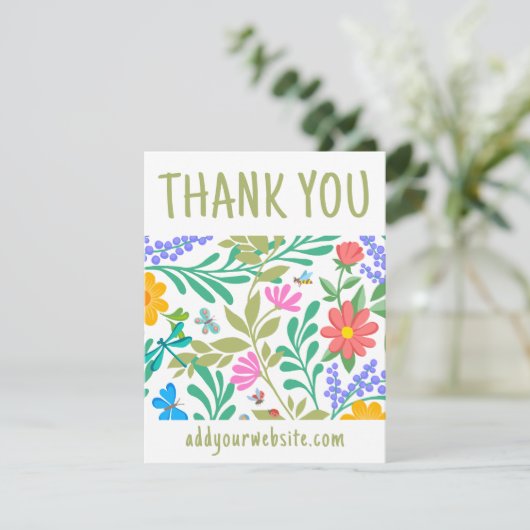 Schattigee Floral Natuur Bedankt voor uw aankoop Informatiekaartje (Staand voorkant)