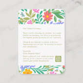 Schattigee Floral Natuur Bedankt voor uw aankoop Notitiekaartje (Achterkant)