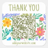 Schattigee Floral Natuur Bedankt voor uw aankoop Vierkante Sticker (Voorkant)