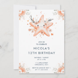 Schattigee Floral Starfish Verjaardagsfeest Kaart