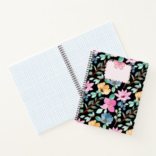 Schattigee Floral Waterverf Notitieboek Hoesje (Binnen)