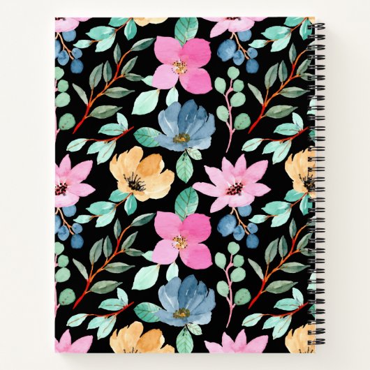 Schattigee Floral Waterverf Notitieboek Hoesje (Achterkant)