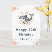 Schattigee Floral Whale Happy Birthday Kaart (Gele Bloem)