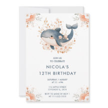 Schattigee Floral Whale verjaardagsfeestje