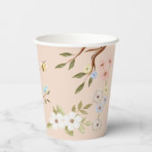 Schattigee Floral Woodland Gebreid Beer Baby showe Papieren Bekers (Achterkant)