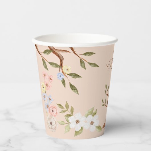 Schattigee Floral Woodland Gebreid Beer Baby showe Papieren Bekers (Voorkant)