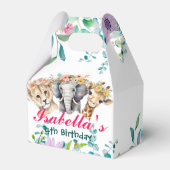 Schattigee Floral Zoo oerwoud Animals Verjaardag W Bedankdoosjes (Achterkant)