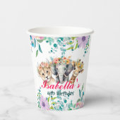 Schattigee Floral Zoo oerwoud Animals Verjaardag W Papieren Bekers (Achterkant)