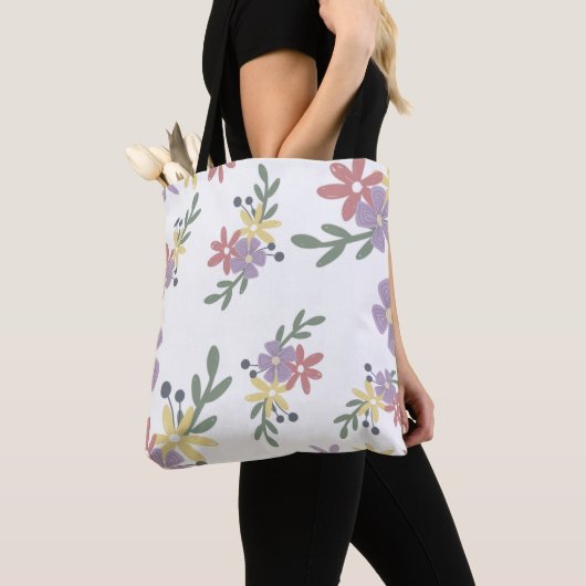 Schattigee florale canvas tas (Dichtbij)
