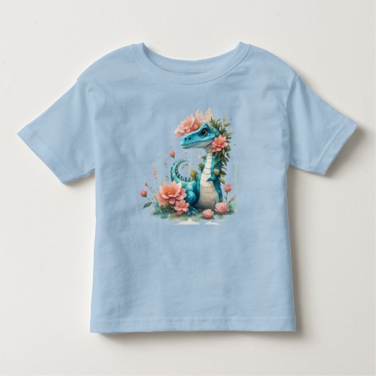 Schattigee Florale dinosaurus Kinder Shirts (Voorkant)