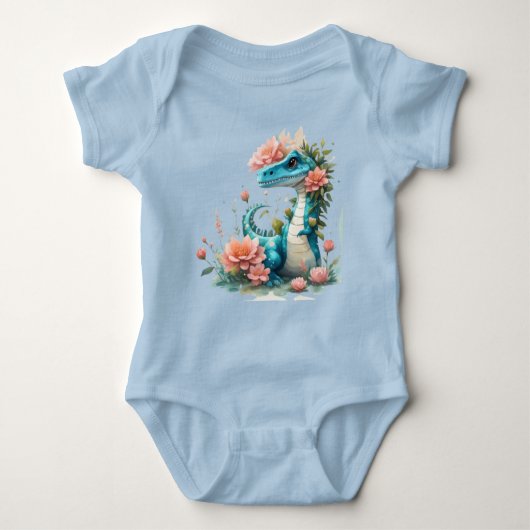 Schattigee Florale dinosaurus Romper (Voorkant)