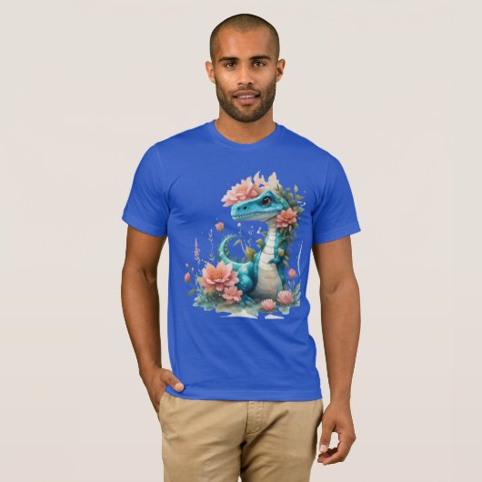 Schattigee Florale dinosaurus T-shirt (Voorkant volledig)
