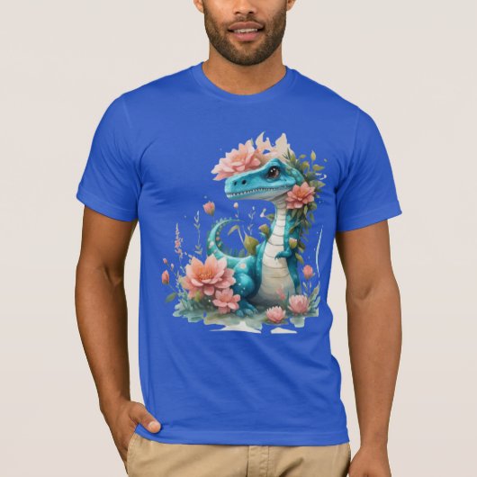 Schattigee Florale dinosaurus T-shirt (Voorkant)