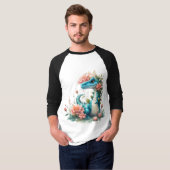 Schattigee Florale dinosaurus T-shirt (Voorkant volledig)