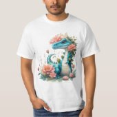 Schattigee Florale dinosaurus T-shirt (Voorkant)