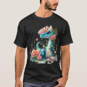 Schattigee Florale dinosaurus T-shirt (Voorkant)
