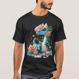 Schattigee Florale dinosaurus T-shirt
