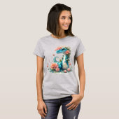 Schattigee Florale dinosaurus T-shirt (Voorkant volledig)