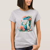 Schattigee Florale dinosaurus T-shirt (Voorkant)