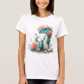 Schattigee Florale dinosaurus T-shirt (Voorkant)