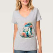 Schattigee Florale dinosaurus T-shirt (Voorkant)